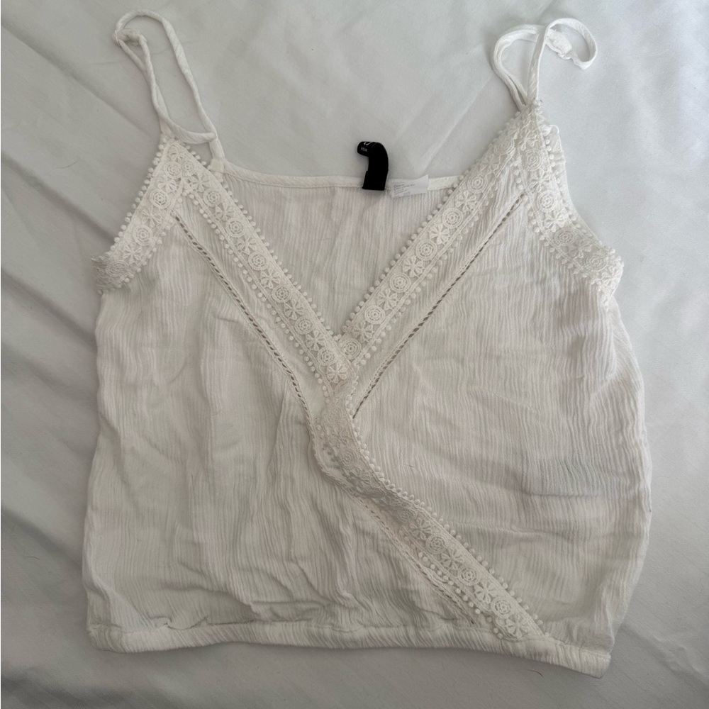 H&M White Lace Trim Camisole